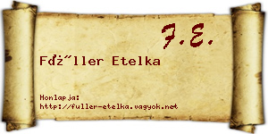 Füller Etelka névjegykártya